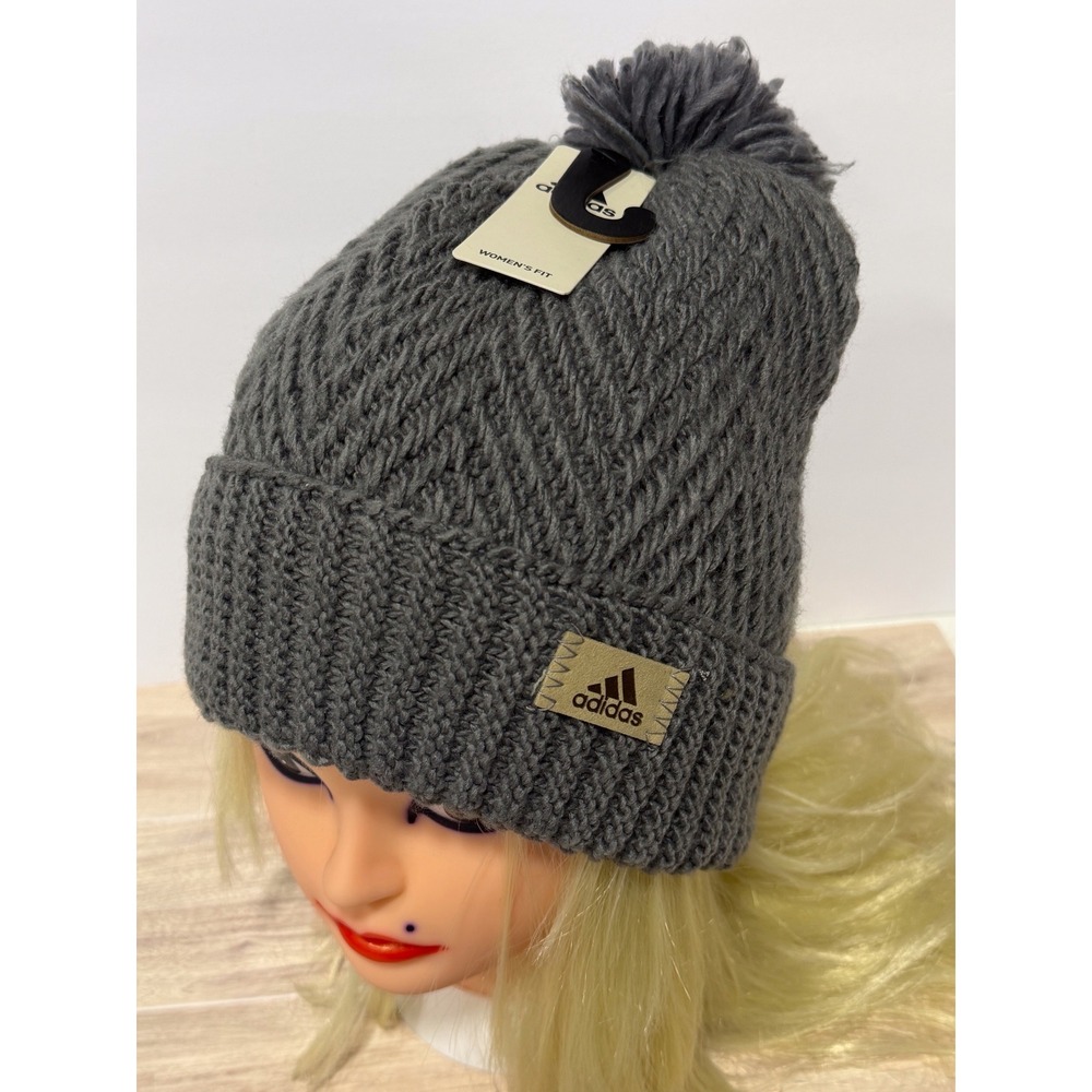 Adidas Twilight 4 Ballie Beanie Womens OSFA Heather Grey NWT Pom Knit Hat